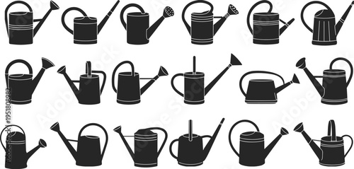 Black and white line collection of various kitchen and dining utensils and containers line kitchen utensils