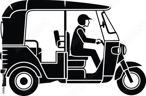 Tuk tuk side view illustration