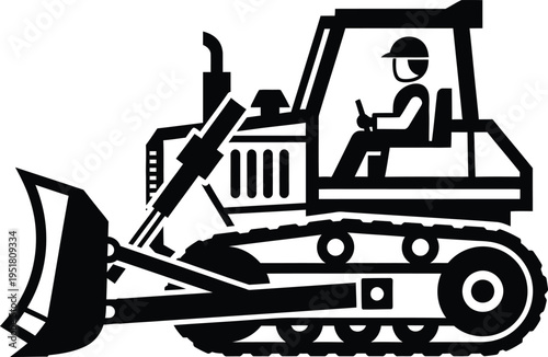 Bulldozer with operator at work