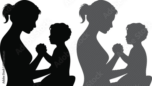 Mother and Child Praying Together SilhouetteFaith and Family Connection