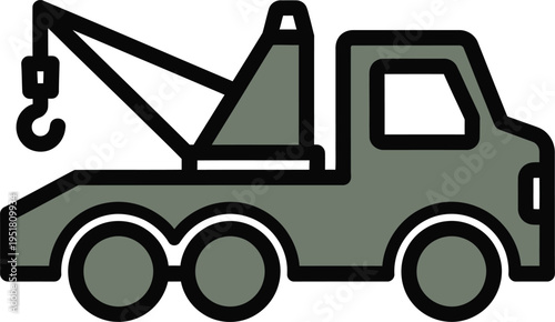 Tow truck with a hook and crane