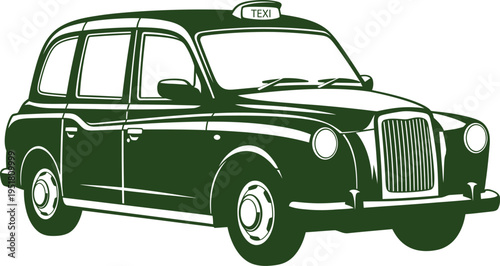Vintage london taxi cab illustration