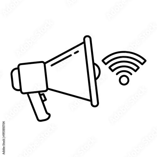 Megaphone with wi fi signal icon for communication and broadcasting technology