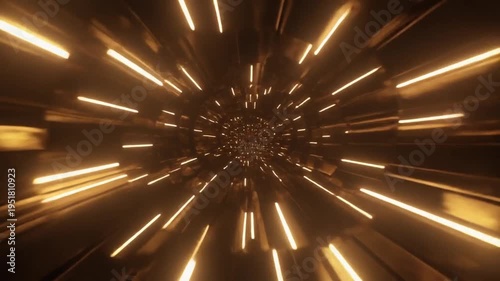 Abstract tunnel with illuminated lines and dynamic motion graphic design