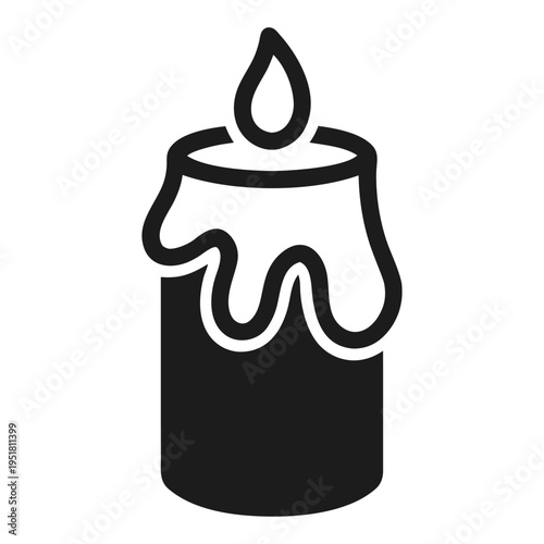 Simple Black Candle Vector Icon for Graphic Design