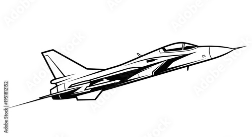 Dynamic Military Jet Soaring Through the Sky, Powerful Aviation Illustration