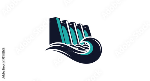 Dynamic Waterfall Flowing Into Swirling Water Abstract Design