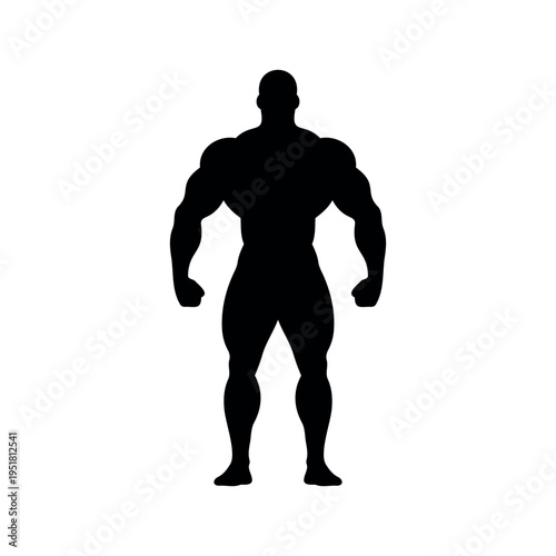 Muscular man full body silhouette vector flat illustration design.