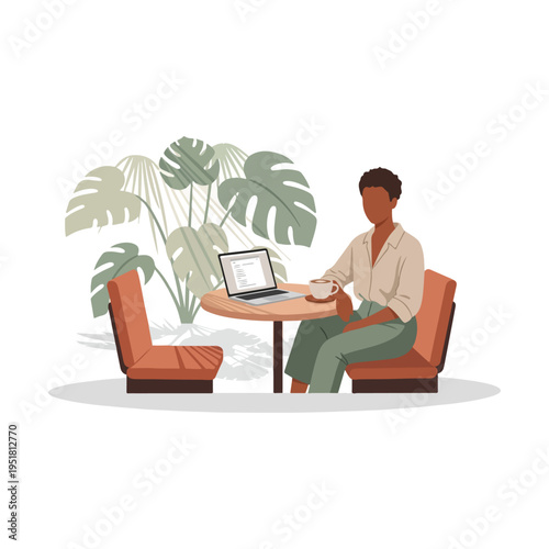 Remote Work Freelancer at Home Illustration