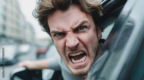 Angry Driver Shouting from Car Window