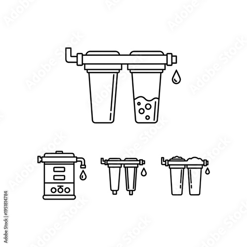 Set of Water Filter System Icons