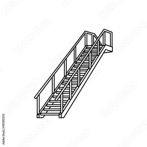 Outline Drawing of Stairs with Railings