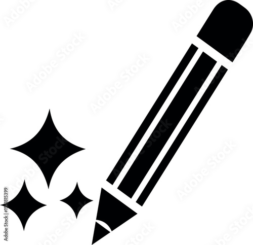 Pencil drawing icon with sparkle effect representing creativity and new ideas simple vector illustration for design and art concepts