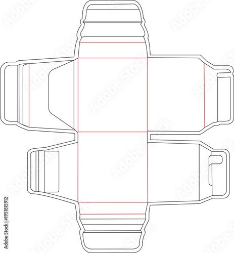 Custom paper box packaging die cut template with tuck end and interlocking flaps Vector