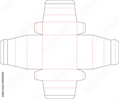 Tapered Side Gift Box Dieline Template for Boutique Product Packaging Design
