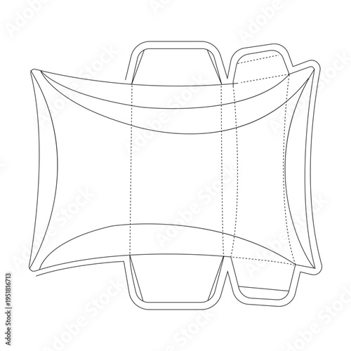 Pillow Box Dieline Template with Handle for Gift Packaging and Party Favors