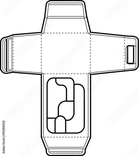 Box packaging dieline template with window for product display and secure closure flaps. Vector