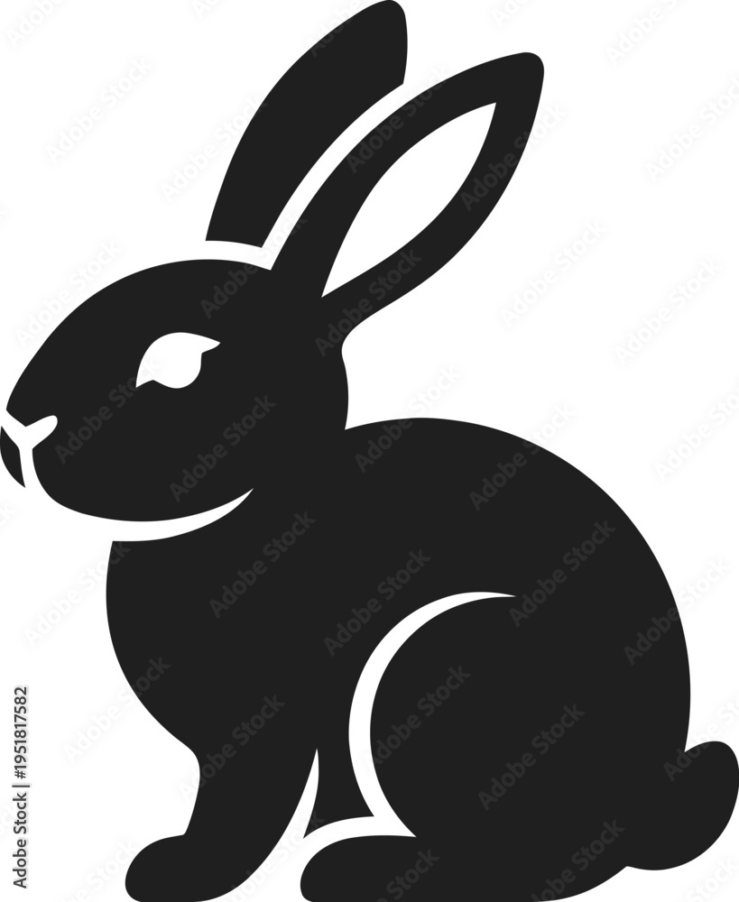 Obraz premium Bunny Silhouette Sitting Rabbit Easter Vector Icon.eps