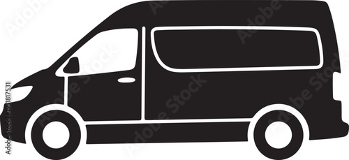 Delivery Van Silhouette Icon Vector Illustration