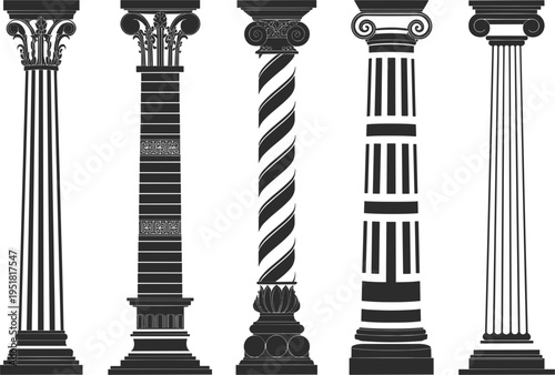 Ocean wave vector illustration, hand drawn sketch of sea water splash for Ancient greek roman pillar vector 