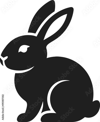 Bunny Silhouette Sitting Rabbit Easter Vector Icon.eps