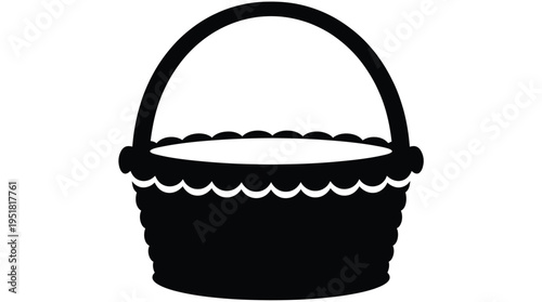 Empty Easter Basket Silhouette Vector Icon.eps