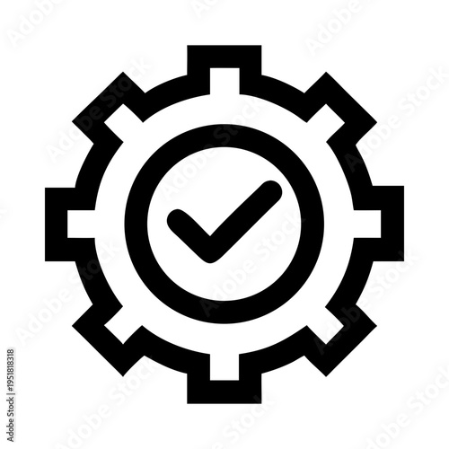 Cogwheel gear checkmark process setting configuration success silhouette vector illustration