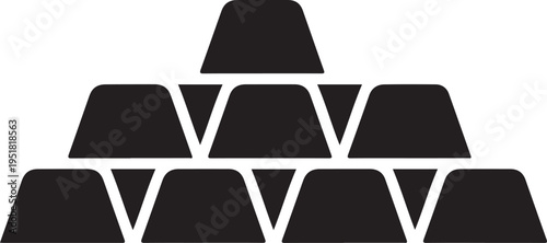 Gold Bars Ingot Icon Stack Silhouette for Finance and Wealth