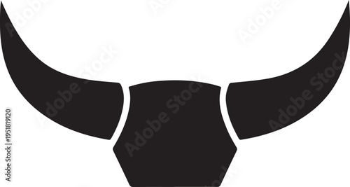 Minimalist Black Bull Horns Silhouette Icon Isolated on White