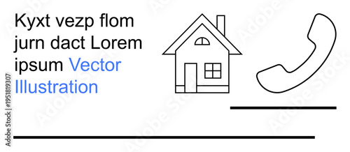 Home safety, remote communication, telecommunication services, customer support, residential services, property management. Simple house and phone symbol. Home safety and remote communication concept