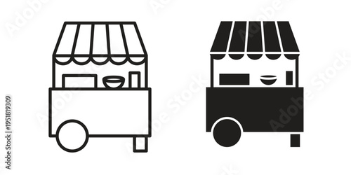 Food cart icon. Black and White Vector Illustrations. line icon vector pictogram
