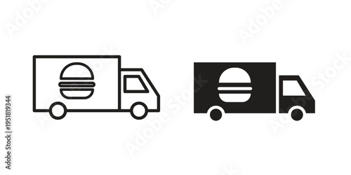 Food truck icon. Black and White Vector Illustrations. line icon vector pictogram