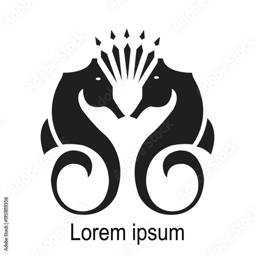 silhouette of two seahorses facing each other