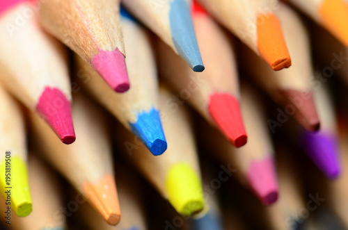 Quadro su tela A macro artistic shot for color pencils tips with selective focus points
