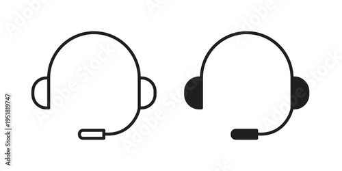 Headset icon. Black and White Vector Illustrations. line icon vector pictogram