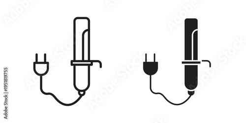 Hair curler icon. Black and White Vector Illustrations. line icon vector pictogram