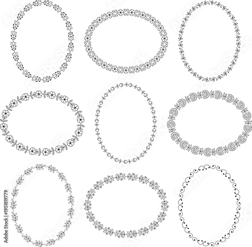 Paisley Floral Black Oval Frames