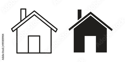 Home icon. Black and White Vector Illustrations. line icon vector pictogram