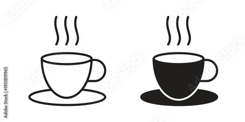 Hot coffee cup icon. Black and White Vector Illustrations. line icon vector pictogram