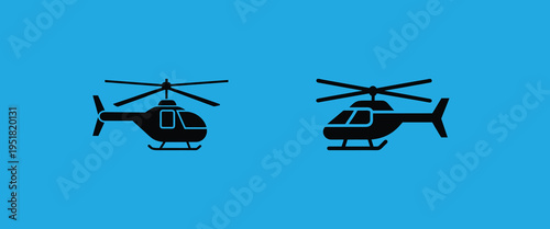 Helicopter and air transport silhouette icon featuring chopper for flight travel aviation emergency service more vector illustration.