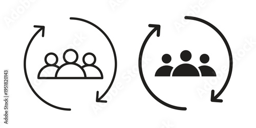 Interaction icon. Black and White Vector Illustrations. line icon vector pictogram