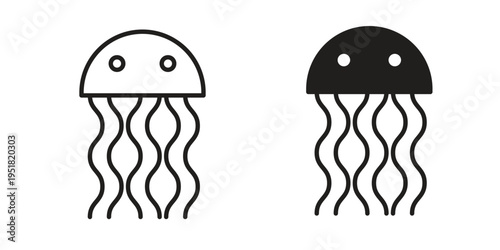 Jellyfish icon. Black and White Vector Illustrations. line icon vector pictogram