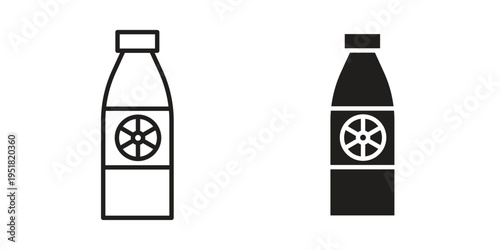 Juice bottle icon. Black and White Vector Illustrations. line icon vector pictogram