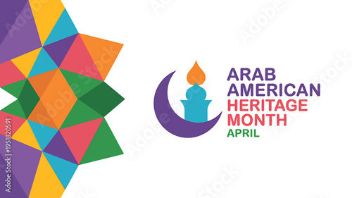 Arab American Heritage Month April celebration logo with colorful geometric shapes