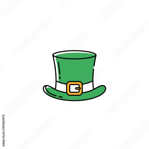 Leprechaun hat icon with festive mood illustrated as minimal flat cartoon