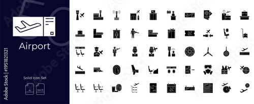Airport Solid Editable Icons set