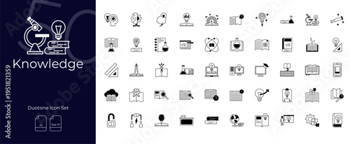 Knowledge Duotone Editable Icons set
