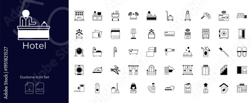 Hotel Duotone Editable Icons set