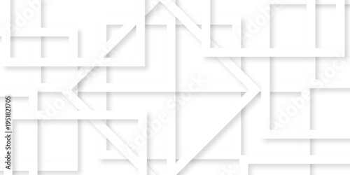 Modern Abstract white background design with layers of textured white transparent material, Minimal geometric white light background triangle white technology vector. Abstract graphic Banner design.