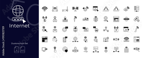 Internet Duotone Editable Icons set